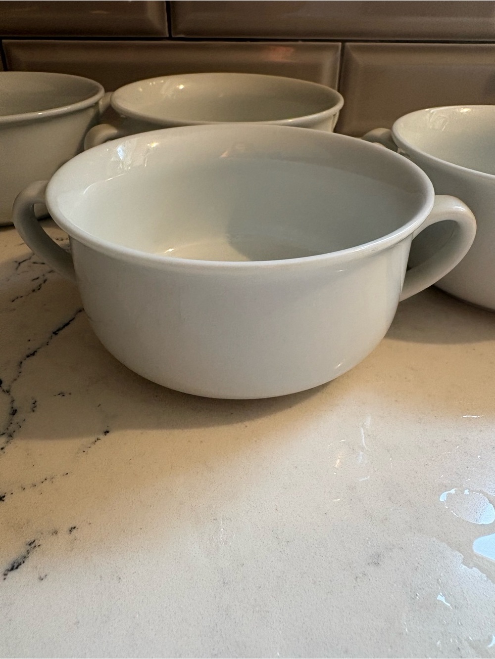 Williams-Sonoma Set of 4 Essential White 2 1/4 X 4 3/4 Soup Bowls with Handles - Picture 5 of 5
